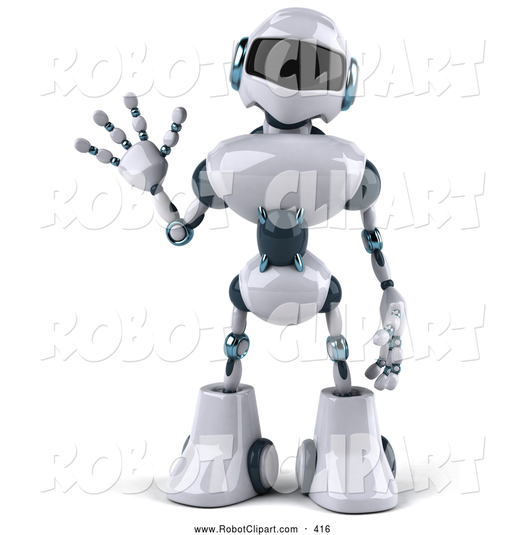 3d Clipart Of A 3d Techno Robot Character Waving Hello To A Friend