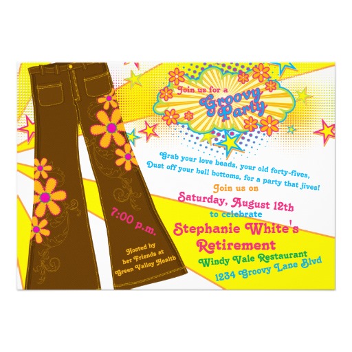 70s Theme Groovy Bell Bottoms Retirement Party Invitation