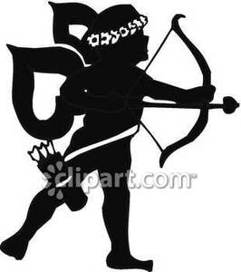 Black And White Cupid   Royalty Free Clipart Picture