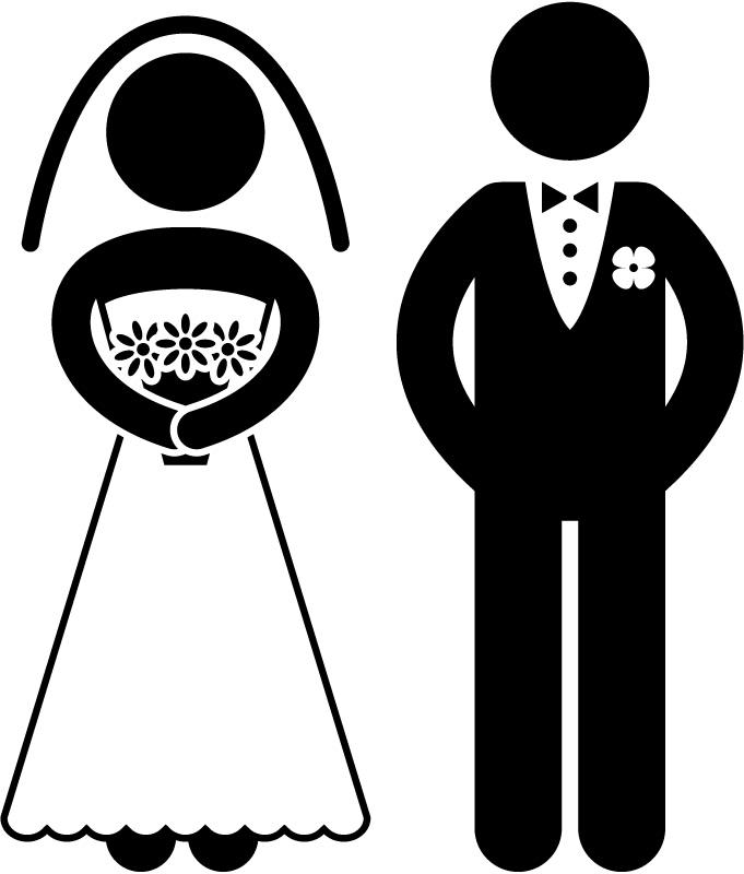 Bride And Groom Silhouette Wall Sticker Wedding Wall Art Decal