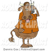 Clip Art Of A Human Like Male Cow Talking On A Cellphone To A Friend