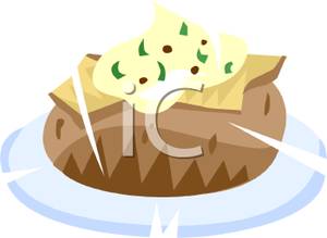 Clipart Image Of A Baked Potato With Sour Cream
