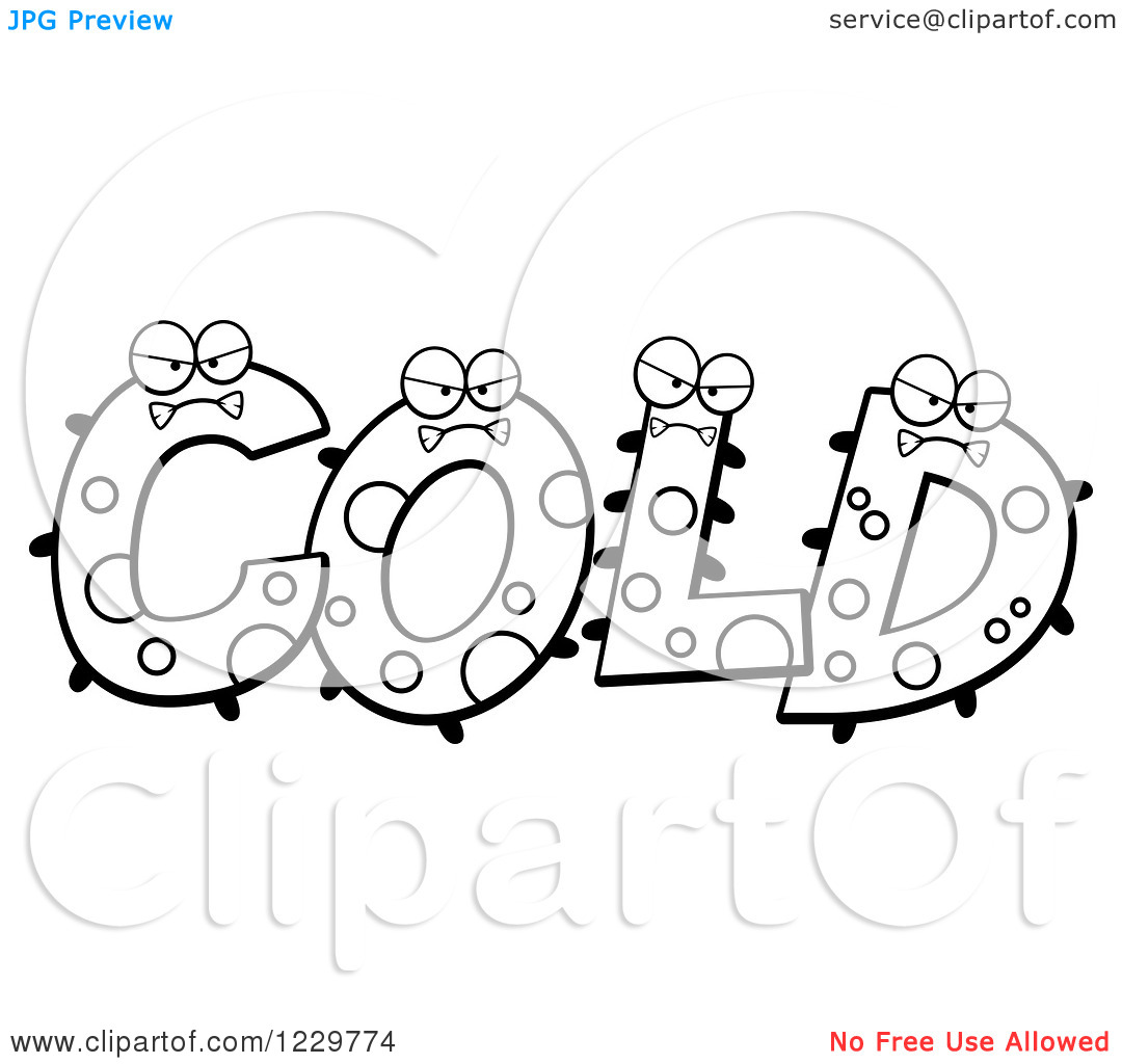 Clipart Of Black And White Monsters Forming The Word Cold   Royalty