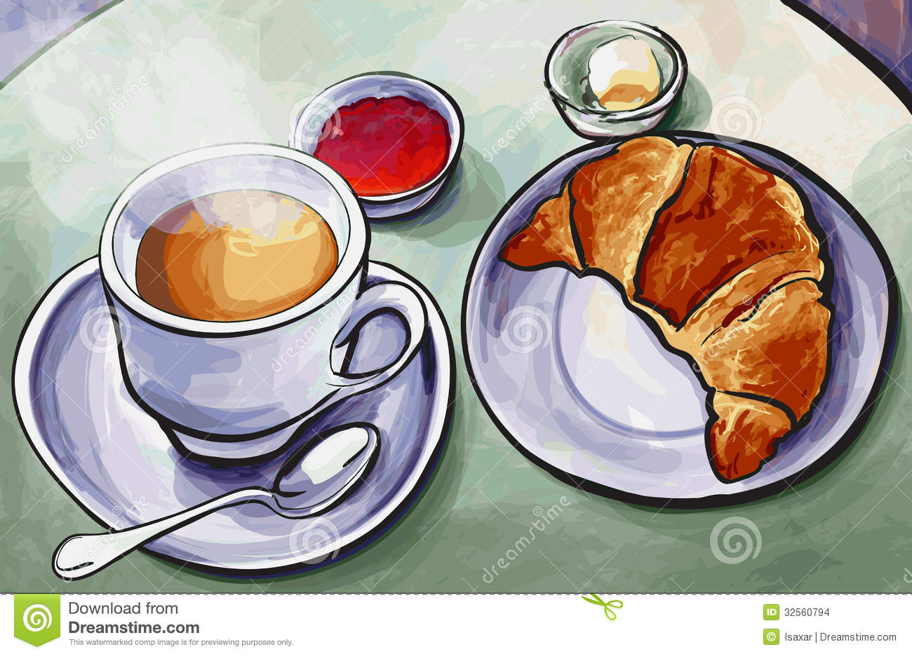 Continental Breakfast Clipart Croissant Breakfast Stock Image   Image