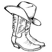 Cowboy Boots And Hat Vector Graphic Illustration Isolated