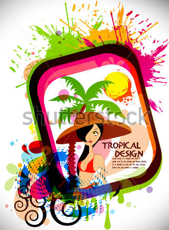 Fiesta De Playa Tropical Con Fondo De Modelo Con C Rculos Y