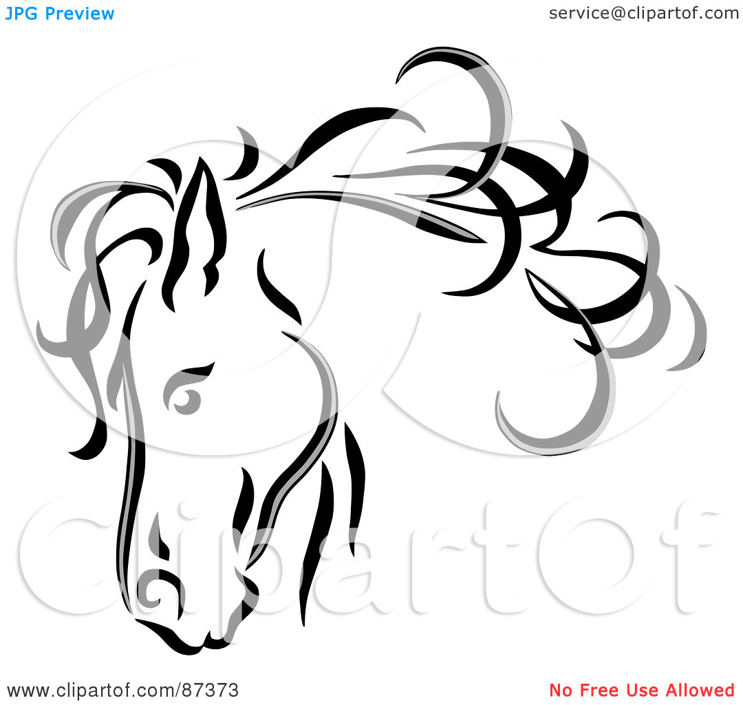 Free  Rf  Clipart Illustration Of A Black Silhouetted Horse In