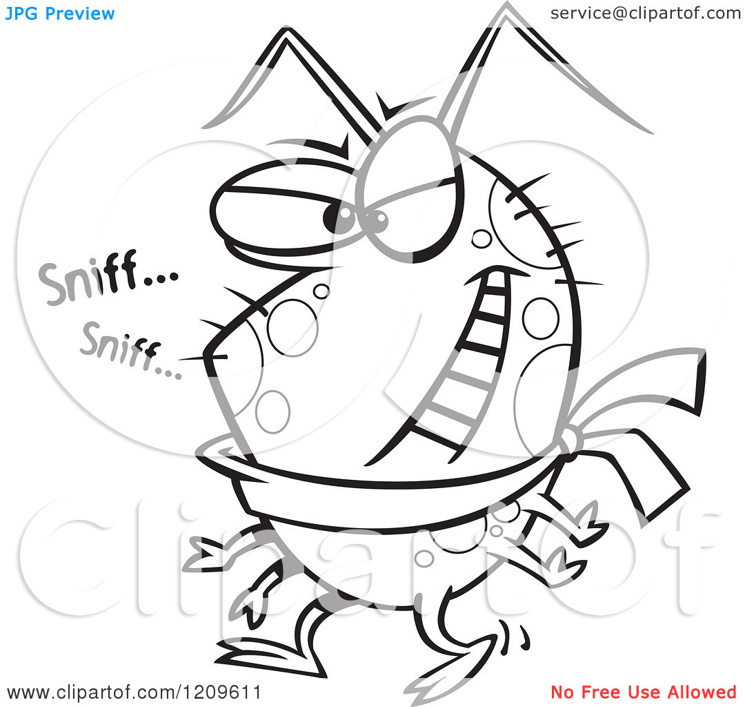 Of A Black And White Cold Bug Sniffling   Royalty Free Vector Clipart