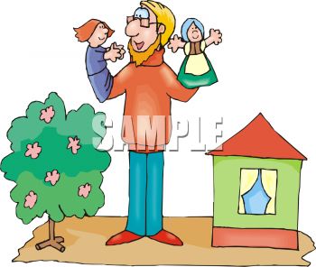 Royalty Free Clip Art Image  Dad Putting On A Puppet Show