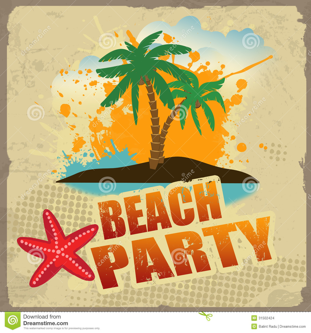 Tropical Beach Party Vector Clipart Backgrounds Pic  15