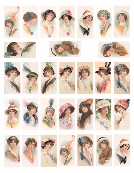 Vintage Ladies Flapper Girls Hats 1920s 1930s Fashion Clip Art Collage