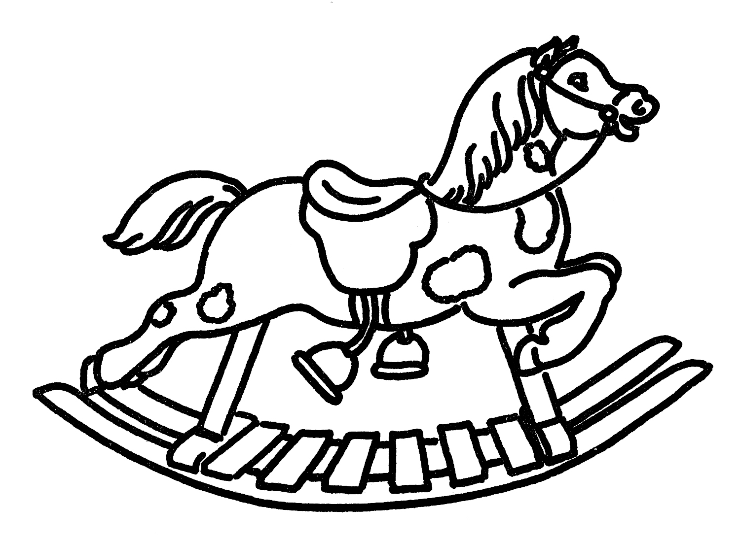 Vintage Line Art Rocking Horse   The Graphics Fairy
