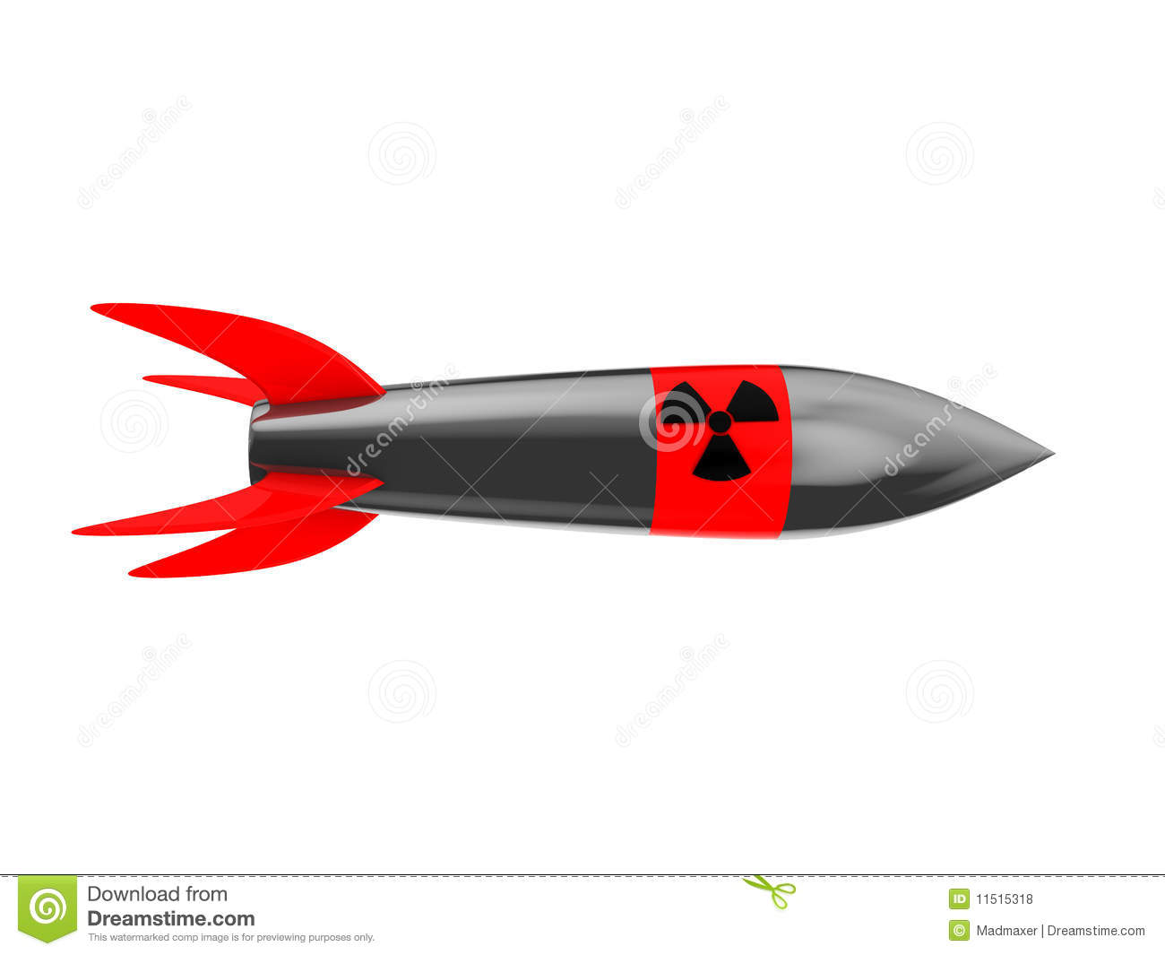 3d Illustration Of Nuclear Missile Isolated Over White Background
