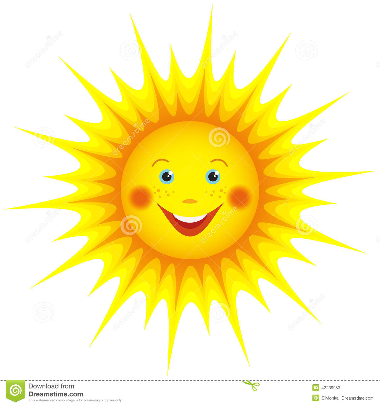 Afternoon Sun Clipart Smiling Sun Cartoon Isolated