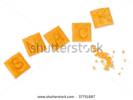 Alphabet Snack Crackers Spell Out The Word Snack Isolated On White    