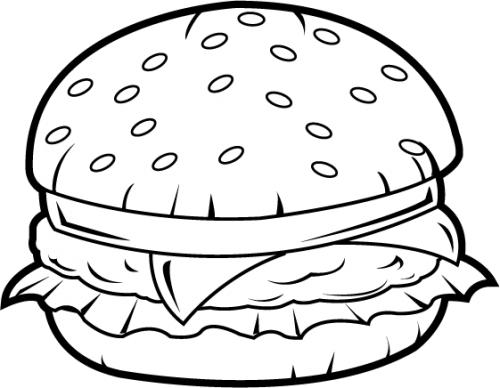 Black And White Illustration Of A Hamburger