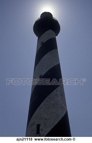 Carolina Nc Black And White Striped Cape Hatteras Lighthouse On Cape