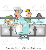 Clip Art Of A Cafeteria Lady Preparing Plates Of Food For School    