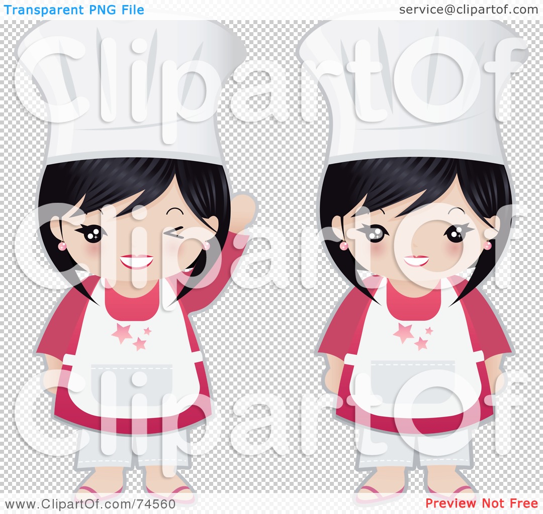 Clipart Illustration Of A Digital Collage Of A Little Asian Chef Girl