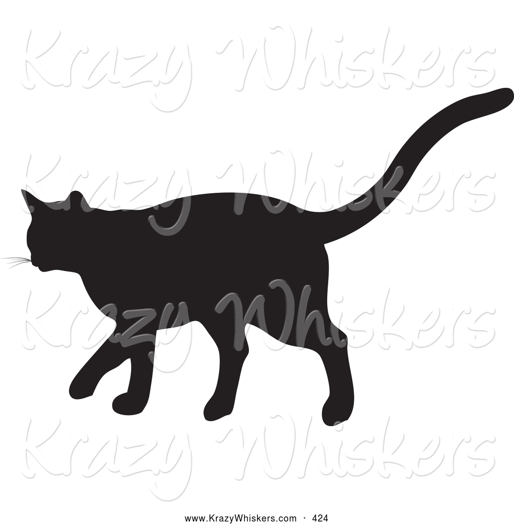 Cute Black Silhouetted Feline Walking In Profile Cute Black