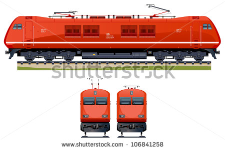 Electric Freight Locomotive  Train  4  In The Side Back And Front