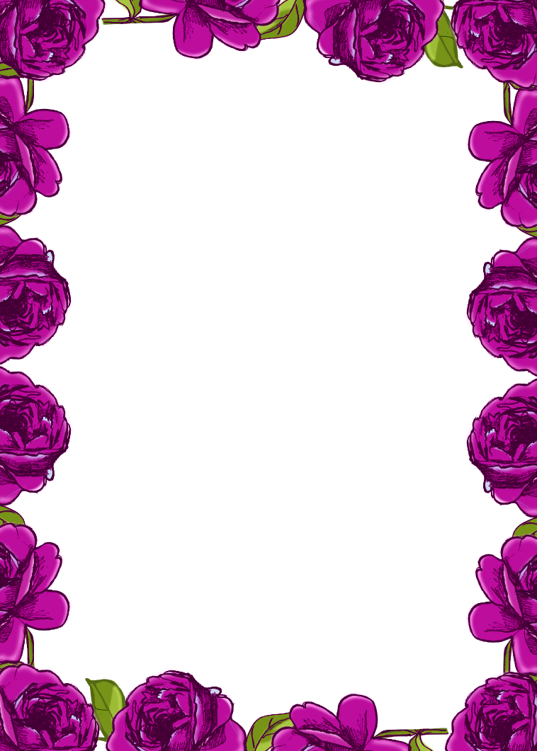 Free Digital Purple Rose Frame And Border In Vintage Design