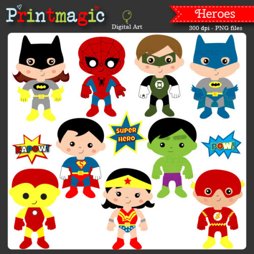Hero Superhero Clip Art Personal And Commerical Use Clipart Set
