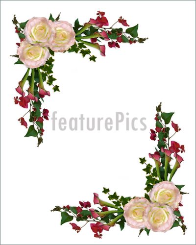 Illustration Of Floral Border Roses And Calla Lily    Royalty Free