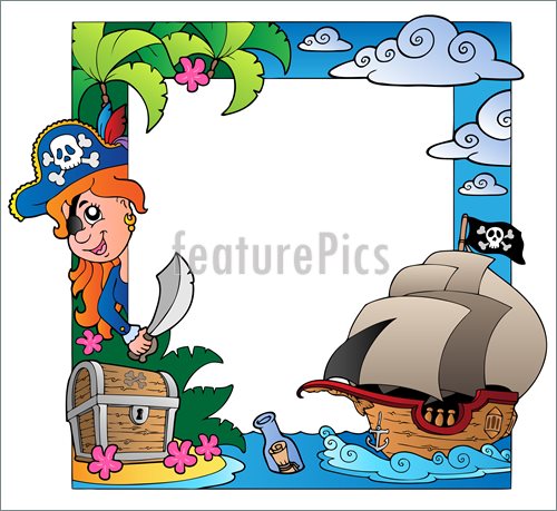 Illustration Of Frame With Sea And Pirate Theme 3   Vector