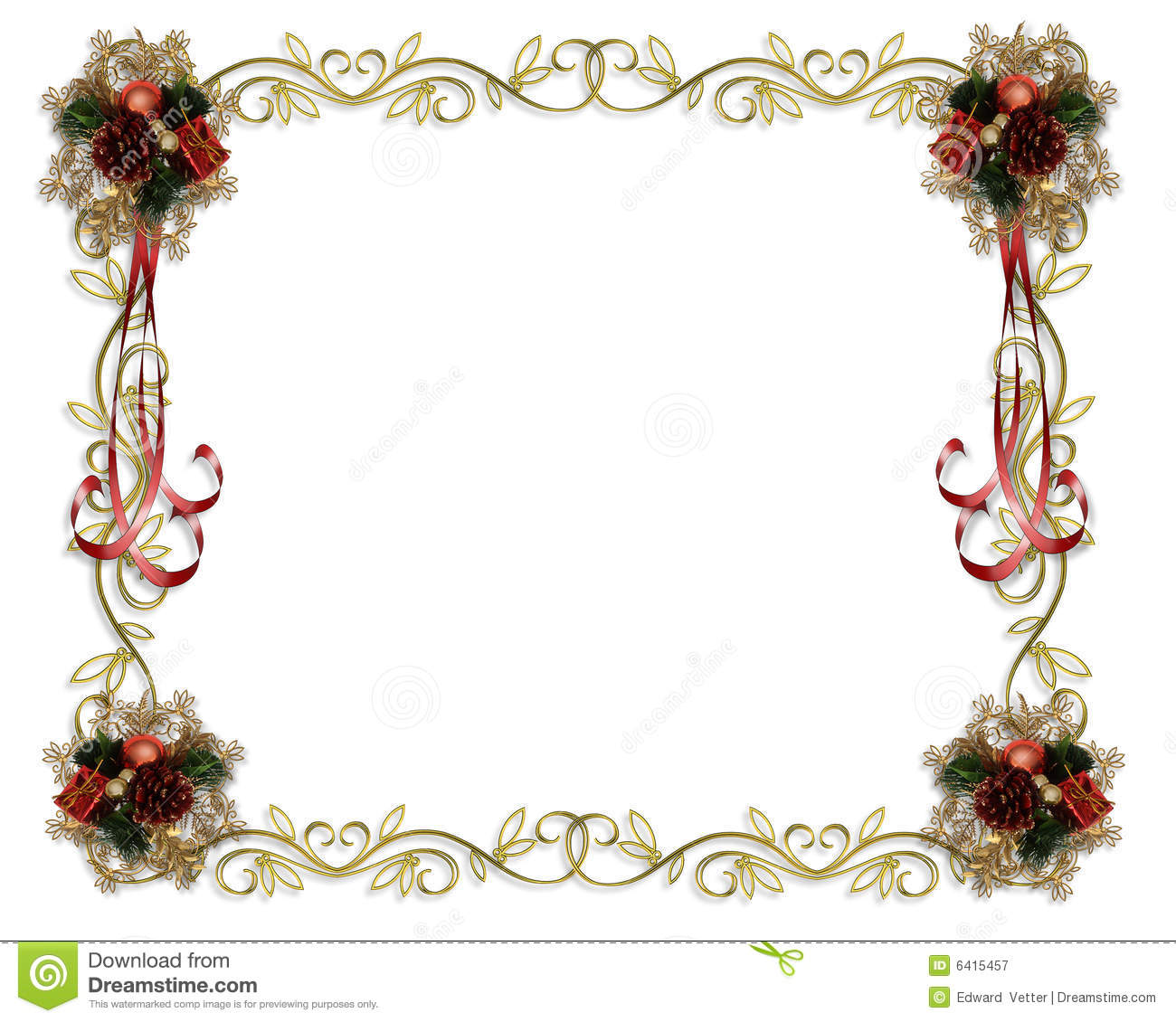 Image And Illustration Composition For Christmas Holiday Card Border