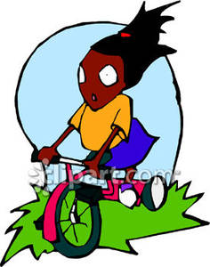 Little Girl Riding A Bike   Royalty Free Clipart Picture