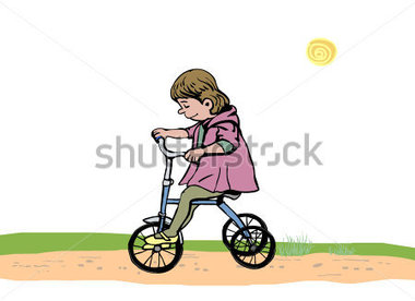 Little Girl Riding A Bike Stock Vector   Clipart Me