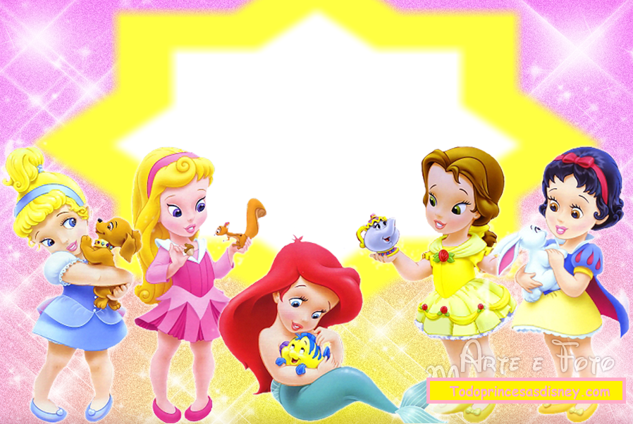 Princesas Disney Beb S  Invitaciones O Marcos De Fotos Para Imprimir    