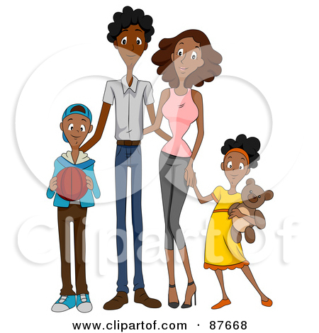 Rf  Clipart Illustration Of A Happy African American Family Of Four