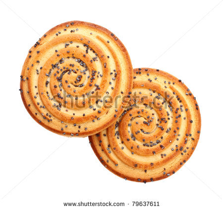 Shortbreads Cookies With Poppy Isolated On White   Stock Photo