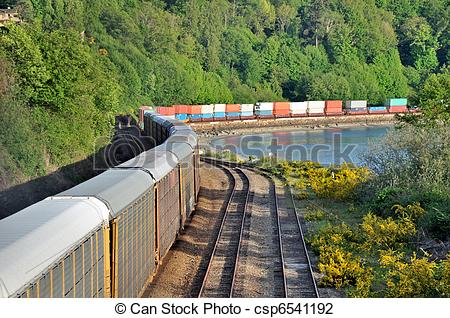Stock Photo Of Freight Train   The Freight Train Moving Along The