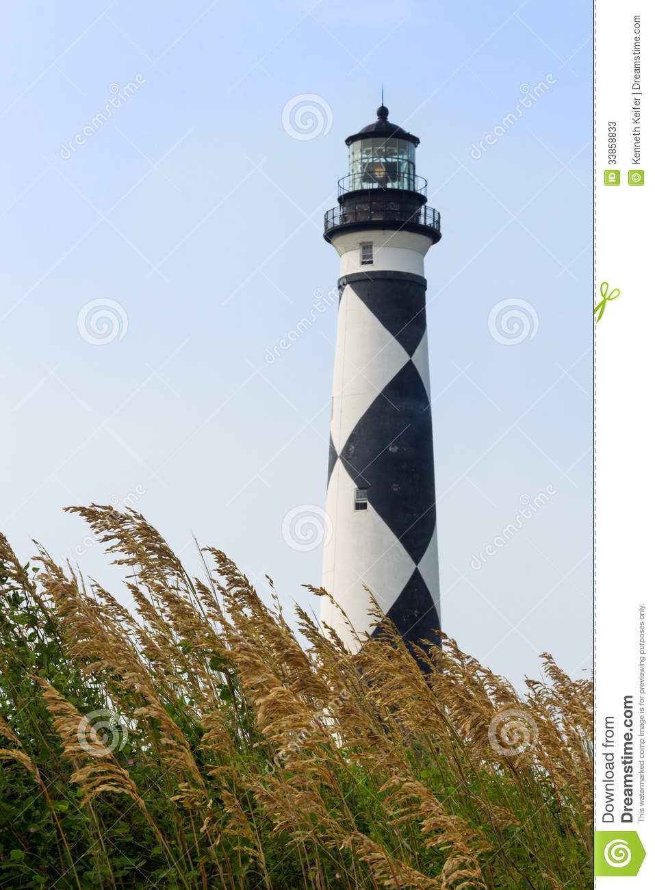 The Cape Lookout Lighthouse With Its Distinctive Back And White