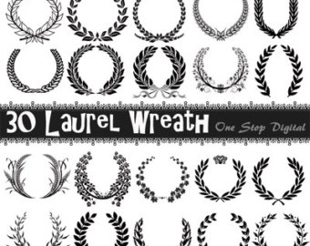 30 Digital Wreath And Laurel Clipart Laurel Wreath Digital Clip Art    