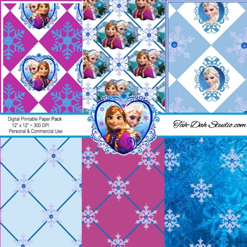 All New Disney Frozen Background Papers 2   Ten 12x12 Sheet Clipart