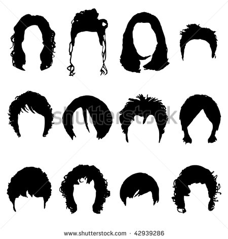 Big Collection Of Black Hair Styling For Woman   Stock Vector
