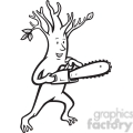 Black And White Tree Man Chainsaw