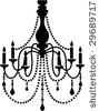 Black Chandelier Silhouette With Candles With Place For Your Text
