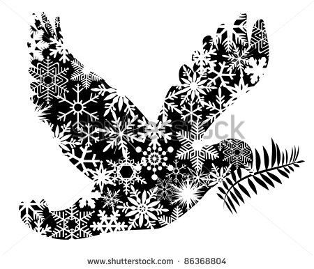 Christmas Peace Dove Silhouette Clipart Illustration Isolated   Stock