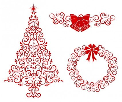 Christmas Tree Wreath And Bells  Free Vector In Adobe Illustrator Ai
