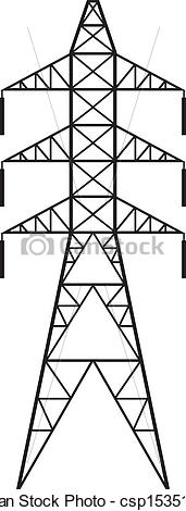 Clip Art Vector Of Power Line Silhouette Of Power Line And Electric