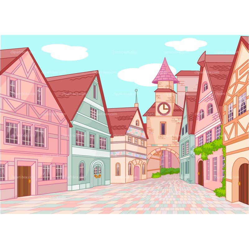 Clipart Old Town Street   Royalty Free Vector Design