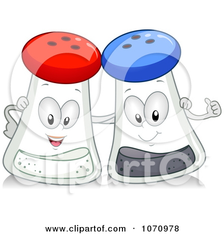 Clipart Salt And Pepper Shakers With Arms Around Each Other   Royalty