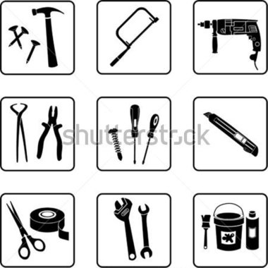 Construction Tools Black And White Silhouettes  Also Available In