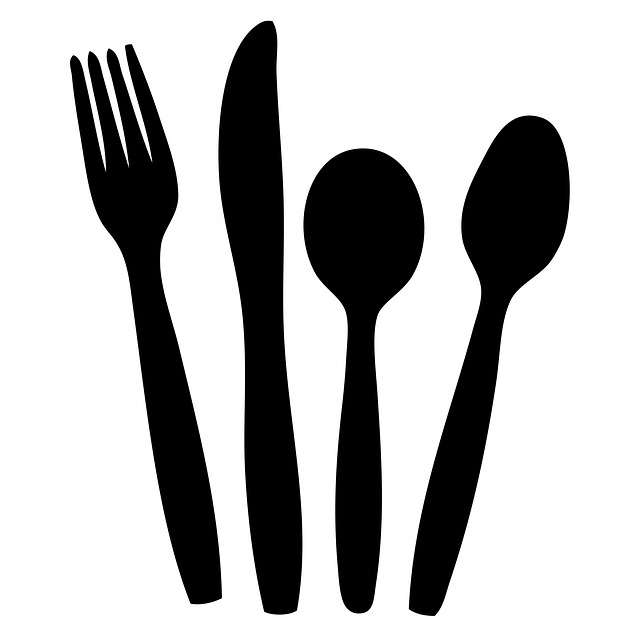 Cutlery Knife Fork Spoon Black Silhouette Clipart   Public