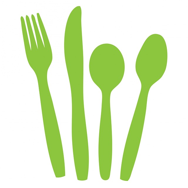 Cutlery Knife Fork Spoon Green Silhouette Clipart   Public Domain